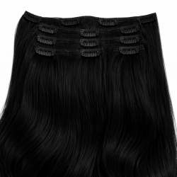 #1 Zwart, 60cm, 120g, Clip-in Extensions