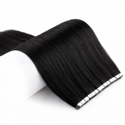 #1 Zwart, 60cm, 50g , Tape Extensions, Single drawn